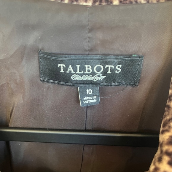 Talbots Velvet Animal Print Lined Jacket Large Accent Buttons Sz 10 Mob Wife - Picture 2 of 11